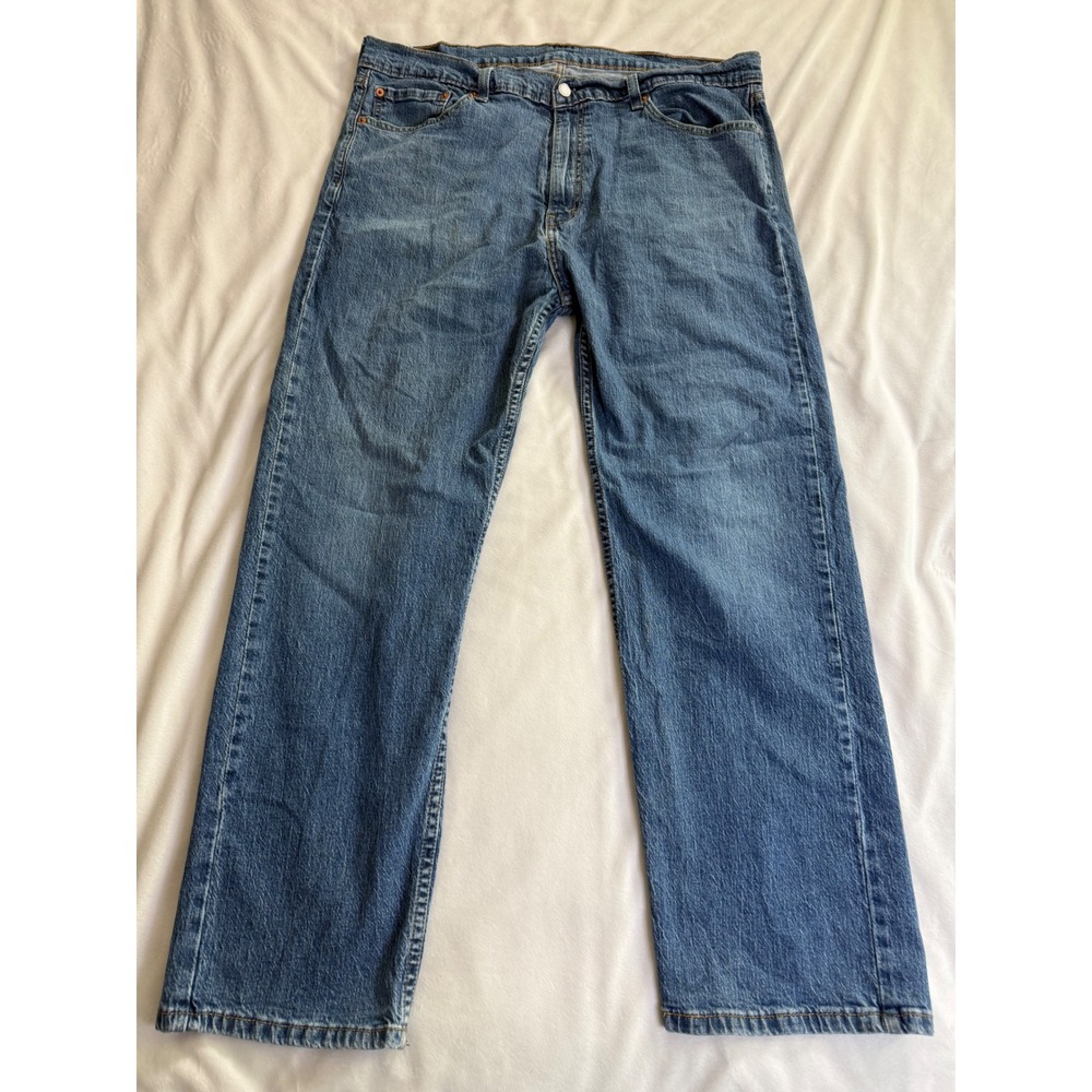 Levis 505 Regular Fit Straight Leg Jeans Mens 40x30 Medium Wash Blue Denim